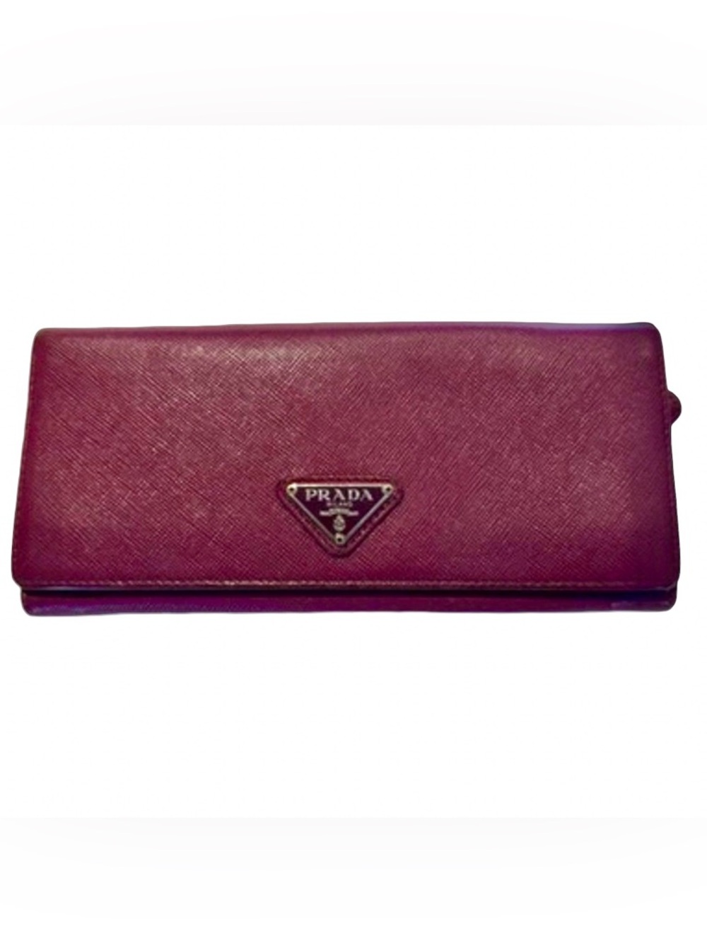 Prada Large Saffiano Leather Wallet Ametista Purple Zip Snap Authentic